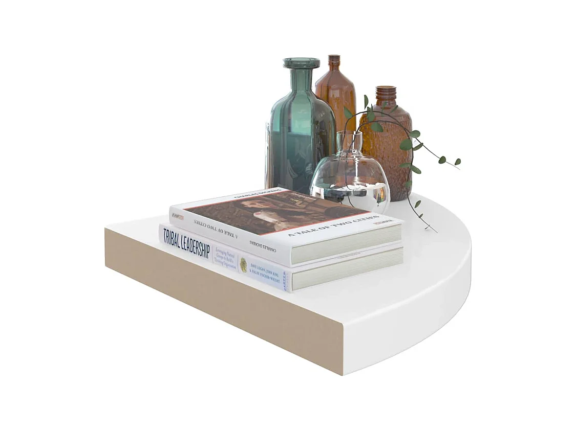 Mensole angolari galleggianti 4 pezzi bianco lucido 35x35x3,8 cm MDF