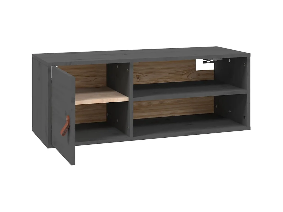 Wandkast Grijs 80x30x30 cm Massief grenenhout