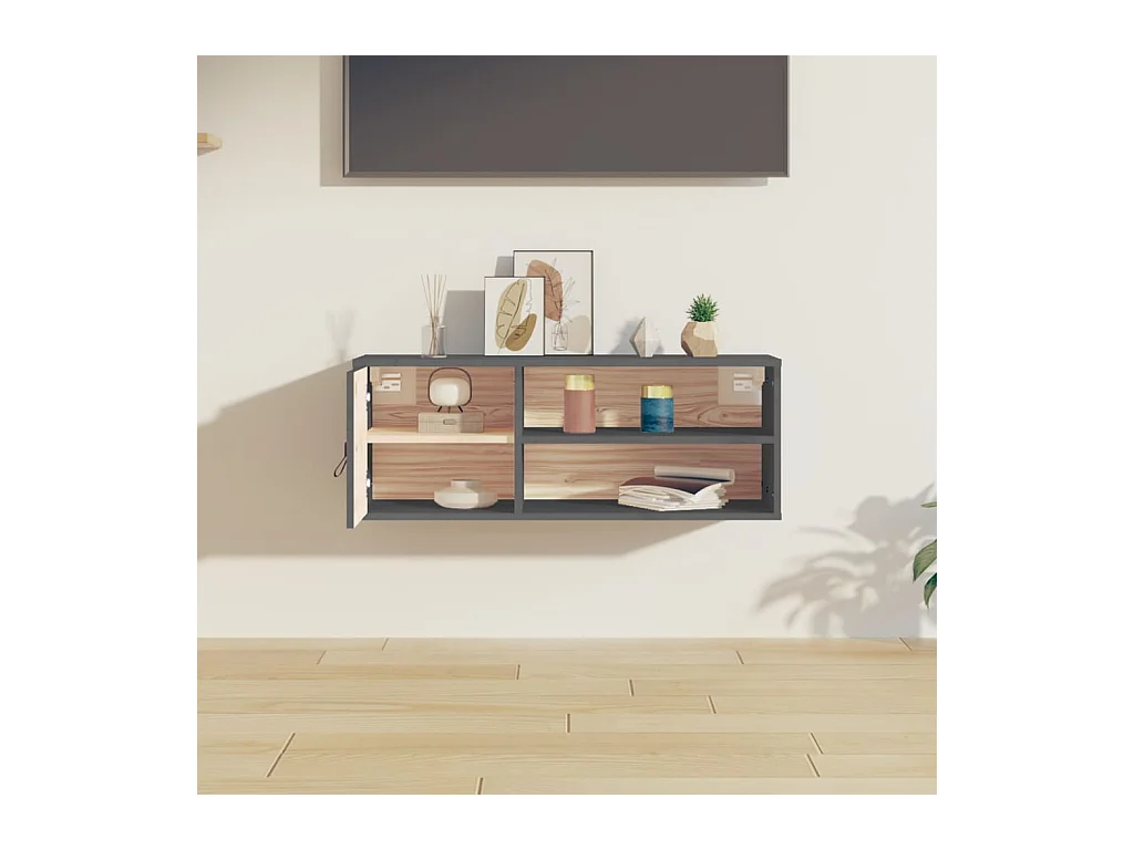 Wandkast Grijs 80x30x30 cm Massief grenenhout