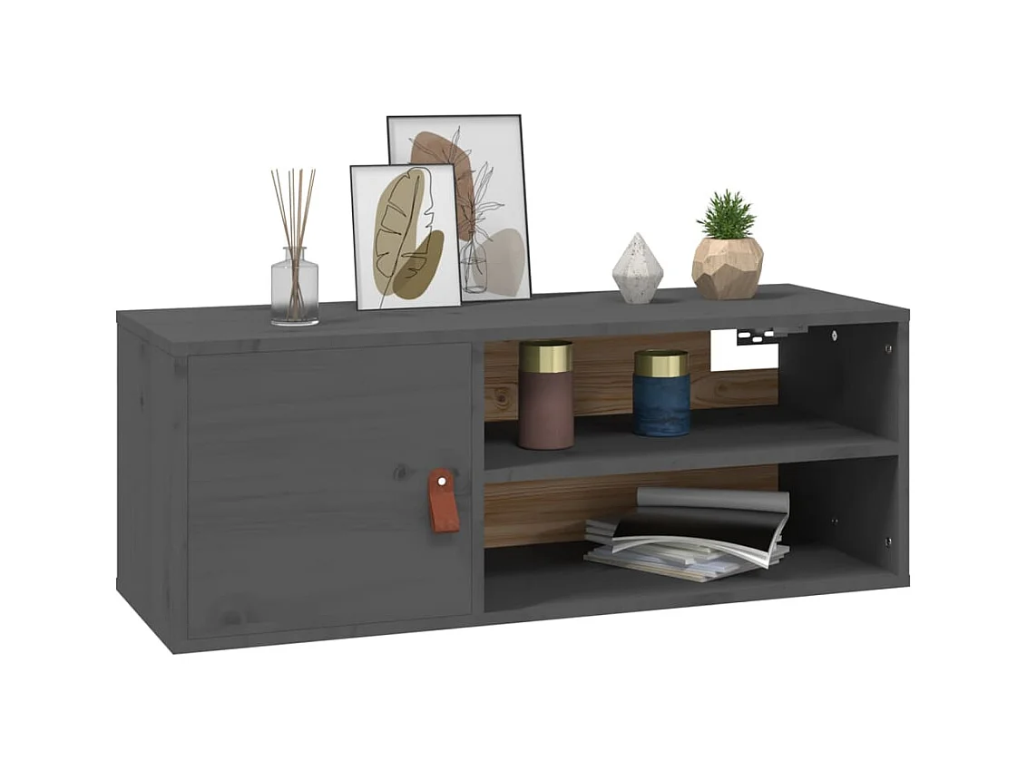 Wandkast Grijs 80x30x30 cm Massief grenenhout