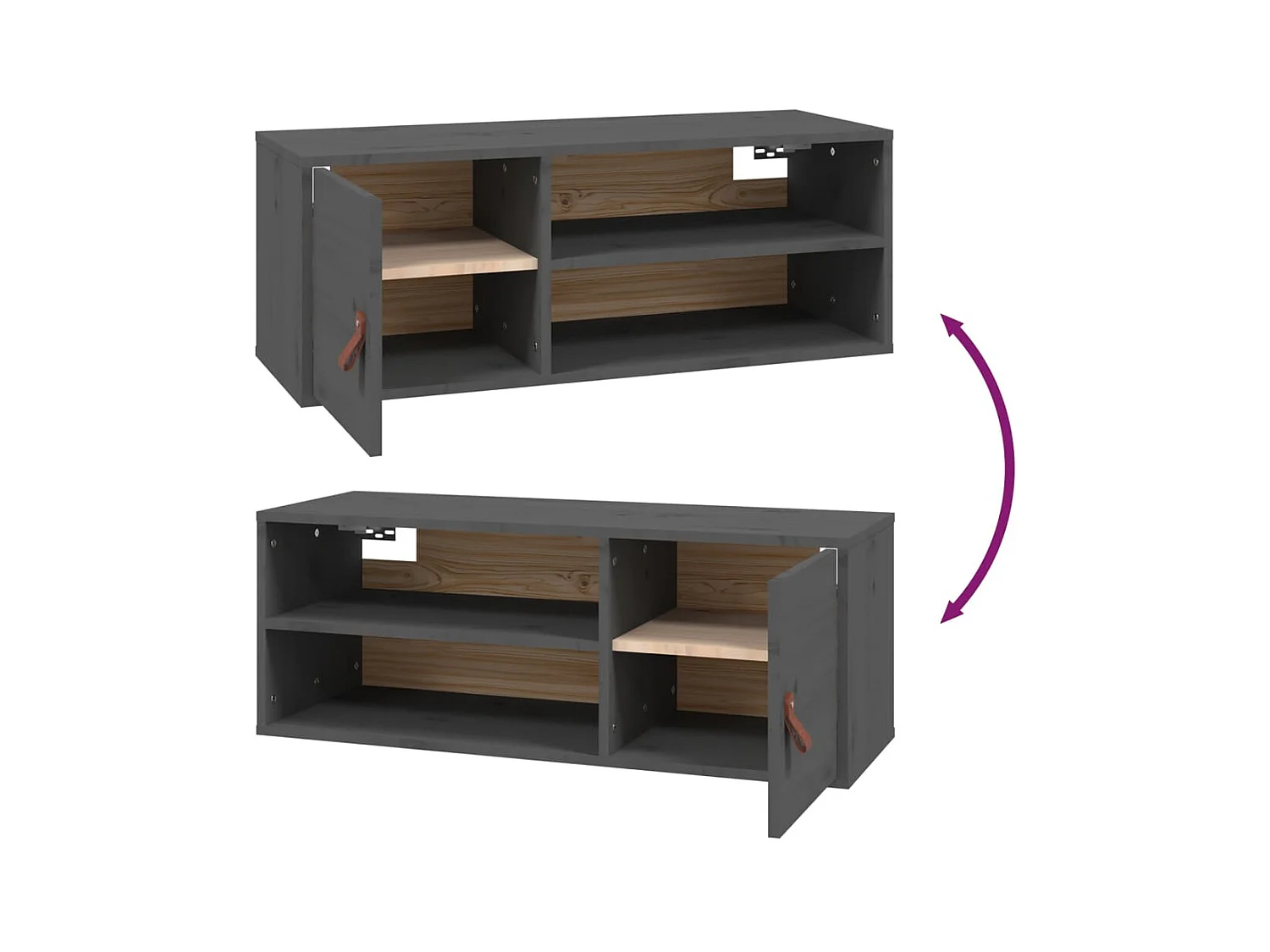 Wandkast Grijs 80x30x30 cm Massief grenenhout