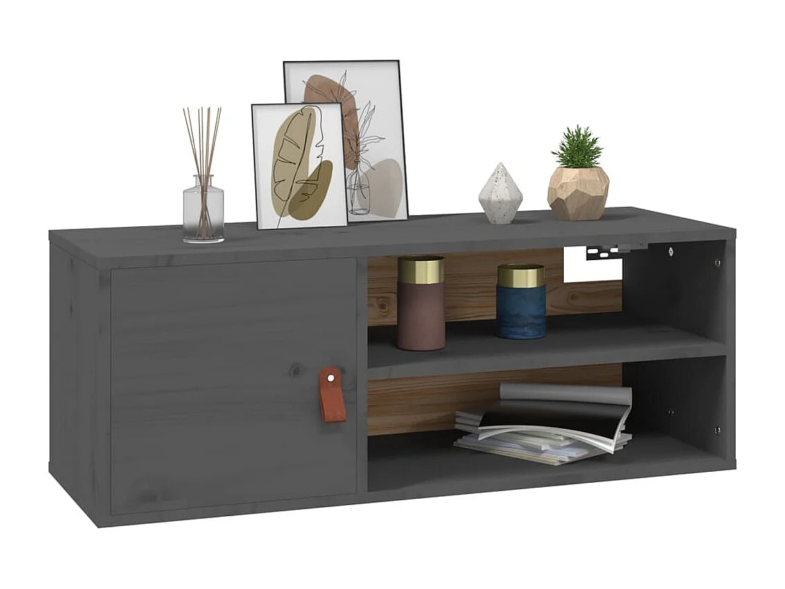 Armoire murale Gris 80x30x30 cm Bois de pin massif