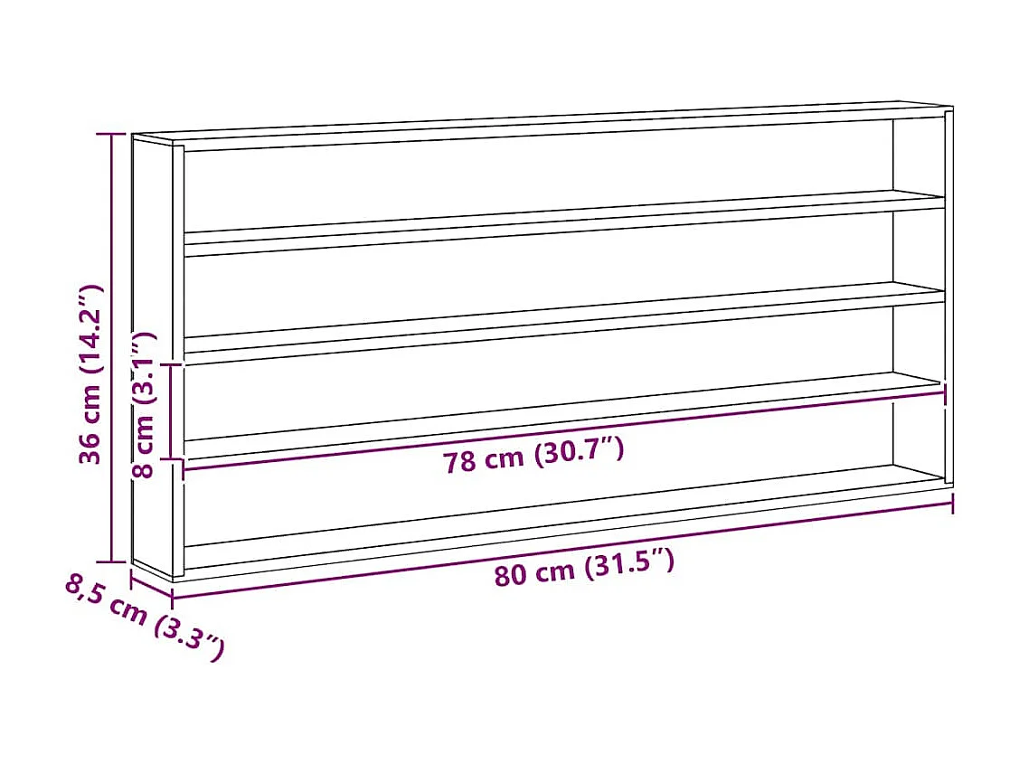 Boîte d'Exposition en Bois Marron 80 x 8,5 x 36 cm Contreplaqué