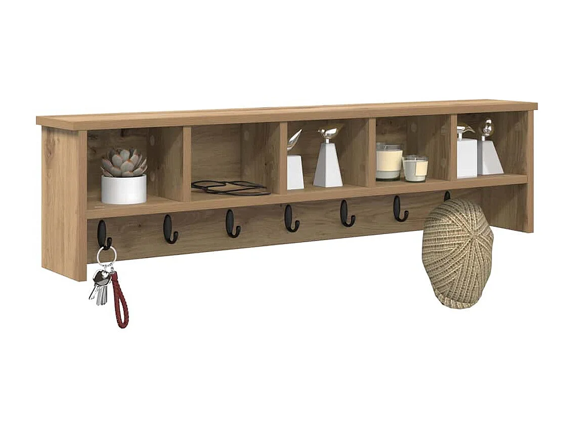 Handgemaakte eikenhouten wandkapstok 100 x 16 x 26 cm