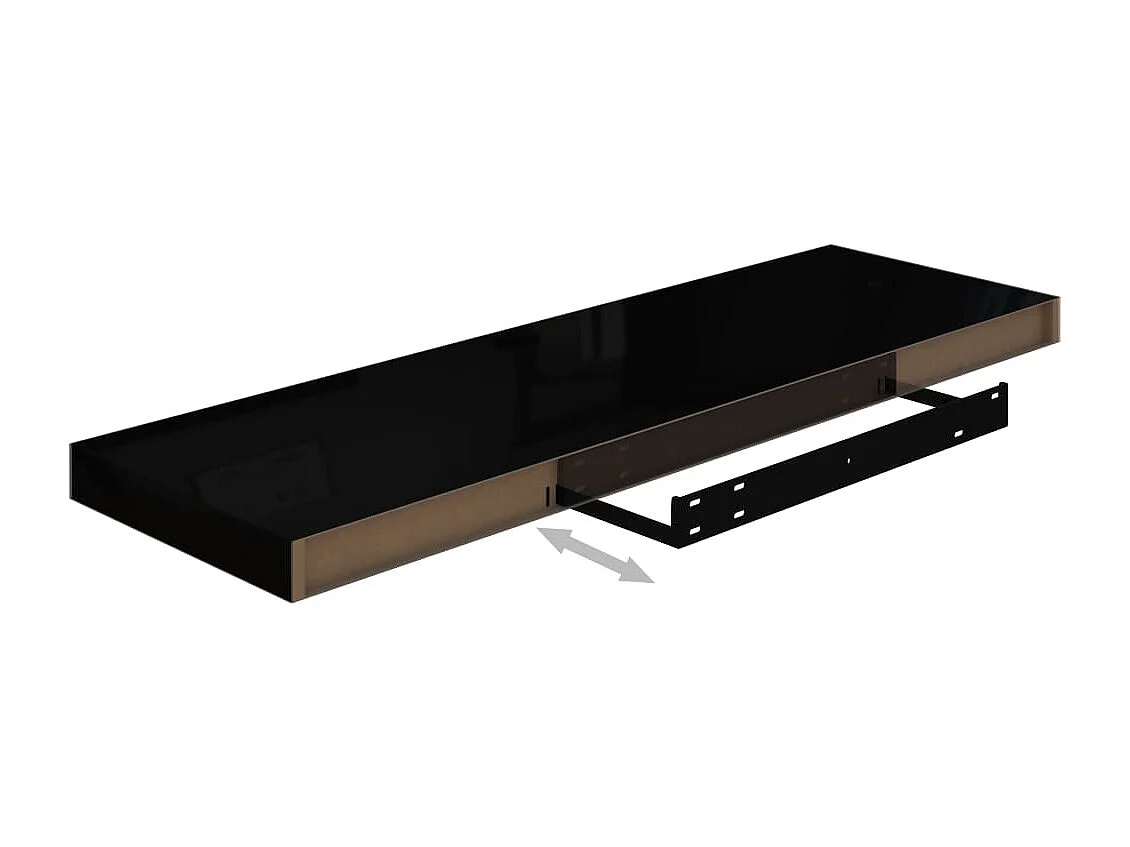 Mensola sospesa da parete 4 pezzi Nero lucido 80x23,5x3,8 cm MDF