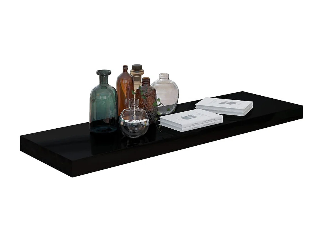 Étagère murale flottante 4 pcs Noir brillant 80x23,5x3,8 cm MDF