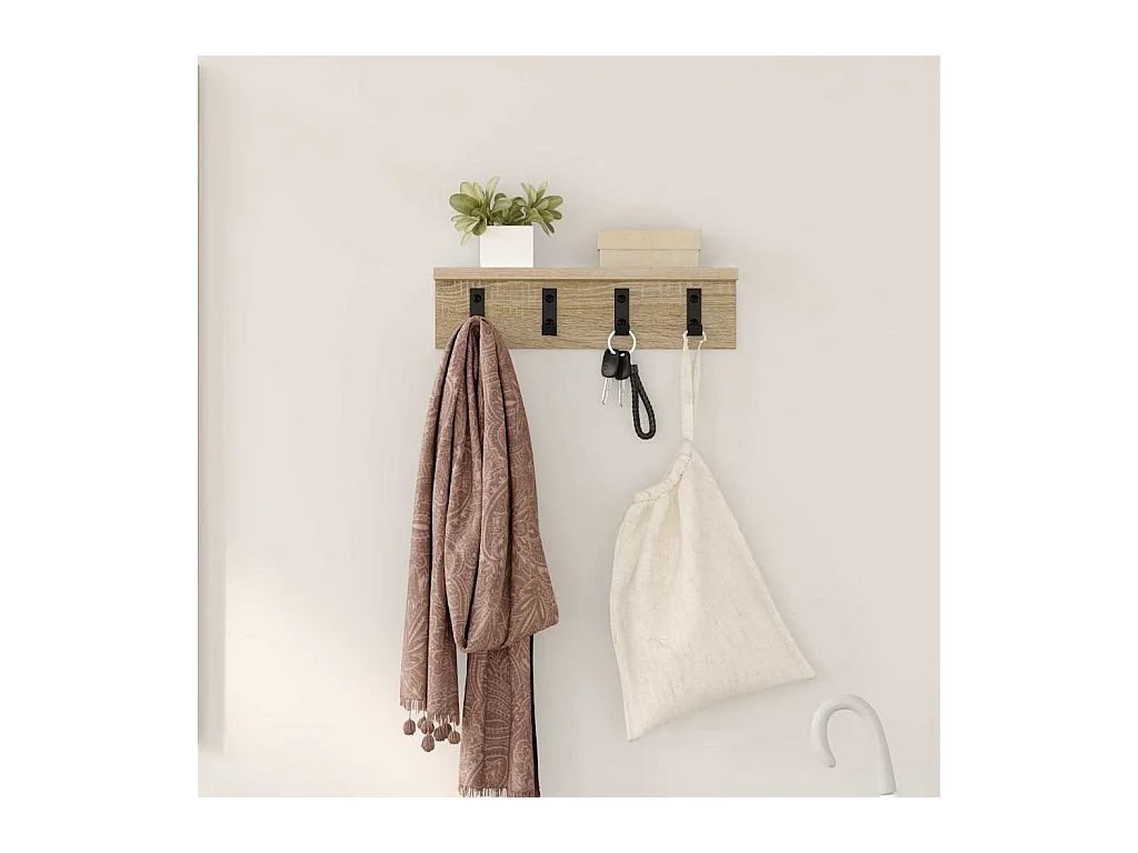 Porte-manteau mural Chêne sonoma 40 x 10.5 x 10.5 cm