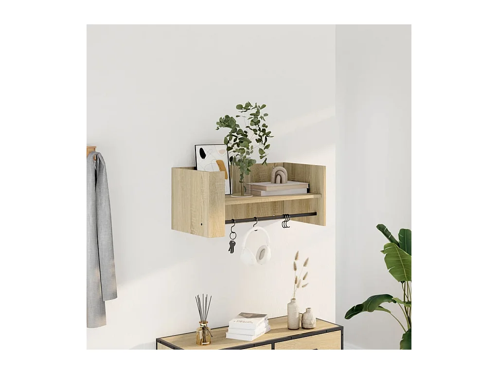 Estante de pared de roble Sonoma 70,5x35x30,5 cm madera de ingeniería