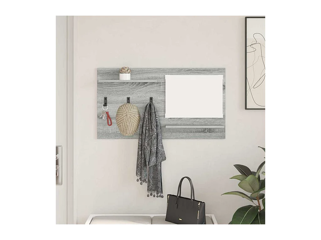 Appendiabiti da parete Sonoma con ripiano, grigio, 90 x 10 x 50 cm