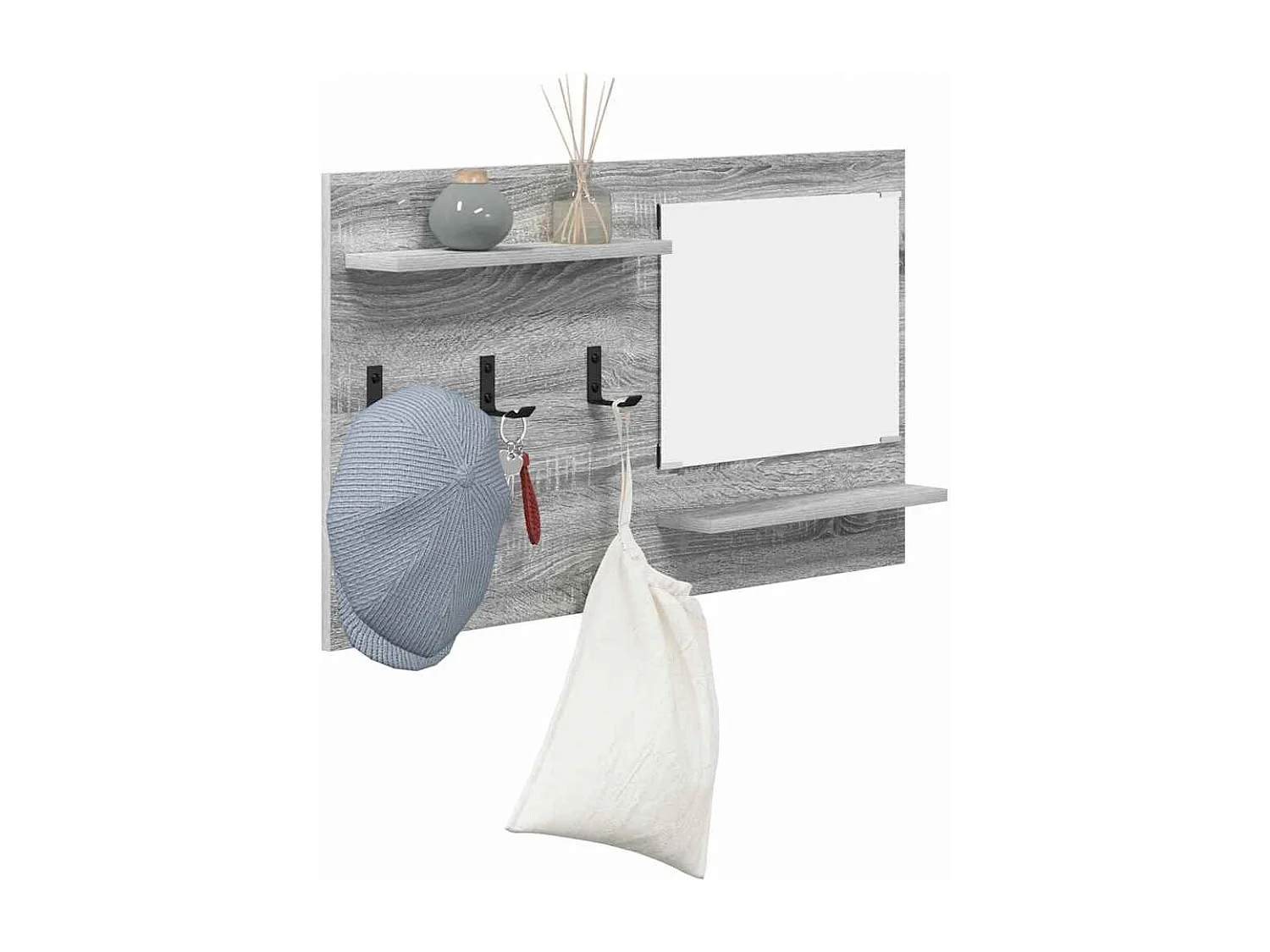 Appendiabiti da parete Sonoma con ripiano, grigio, 90 x 10 x 50 cm