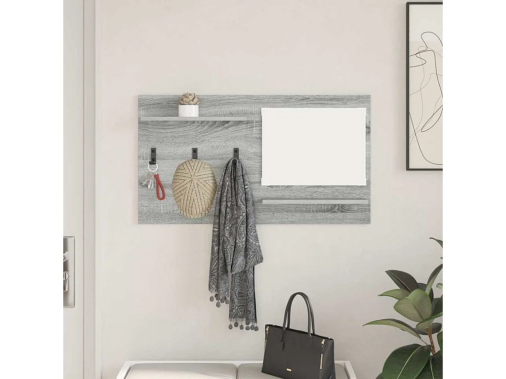 Appendiabiti da parete Sonoma con ripiano, grigio, 90 x 10 x 50 cm