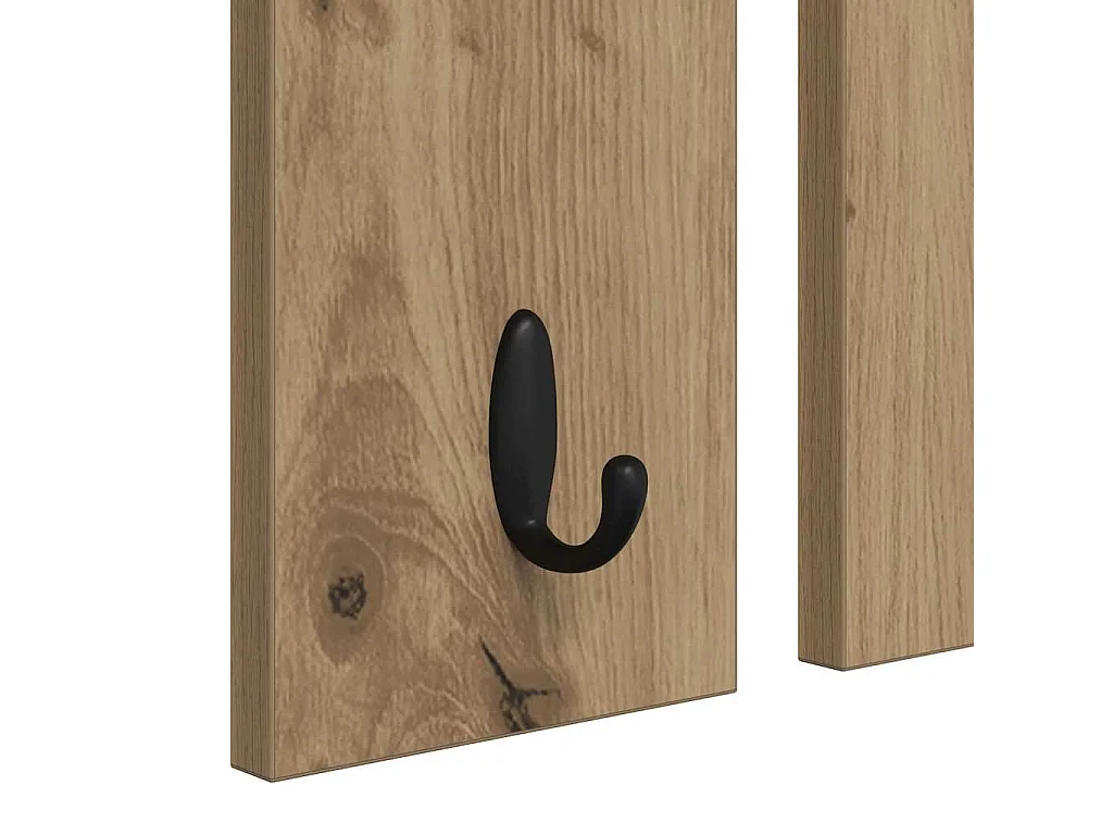 Porte-manteau mural avec miroir chêne artisanal 85 x 10 x 45 cm