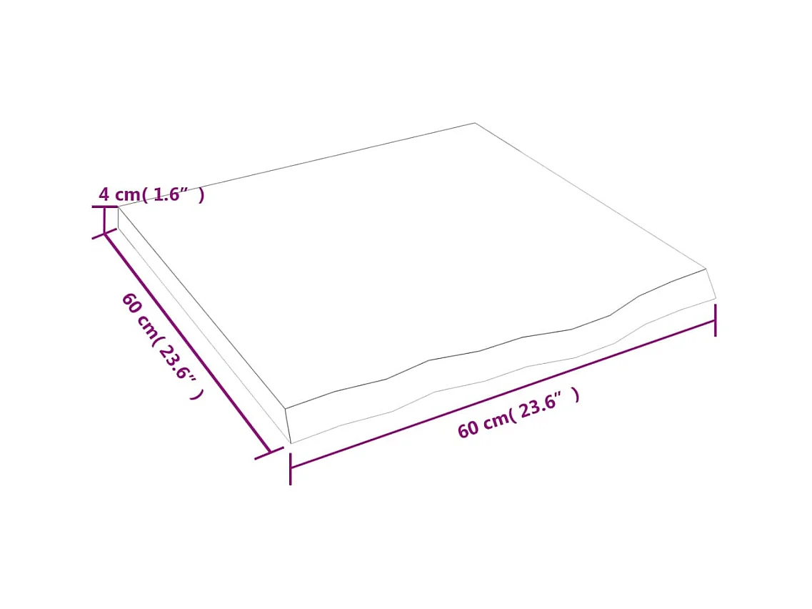Wandplank 60x60x(2-4) cm massief onbehandeld eikenhout