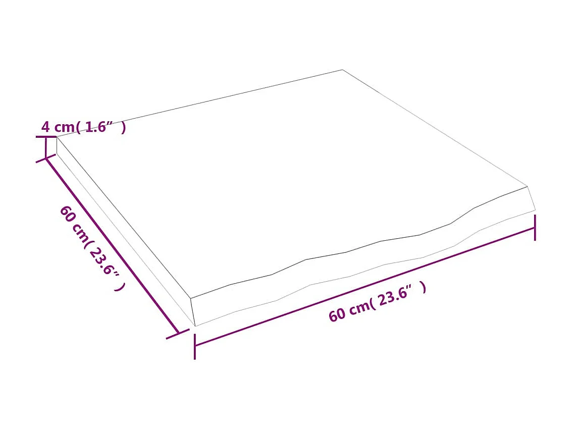Wandplank 60x60x(2-4) cm massief onbehandeld eikenhout