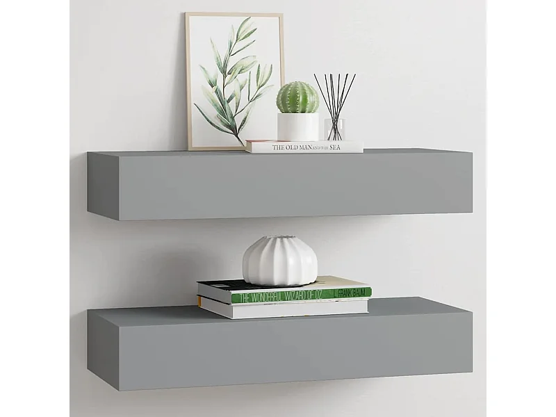 Estantes de pared para cajones 2 uds gris 60x23,5x10 cm MDF