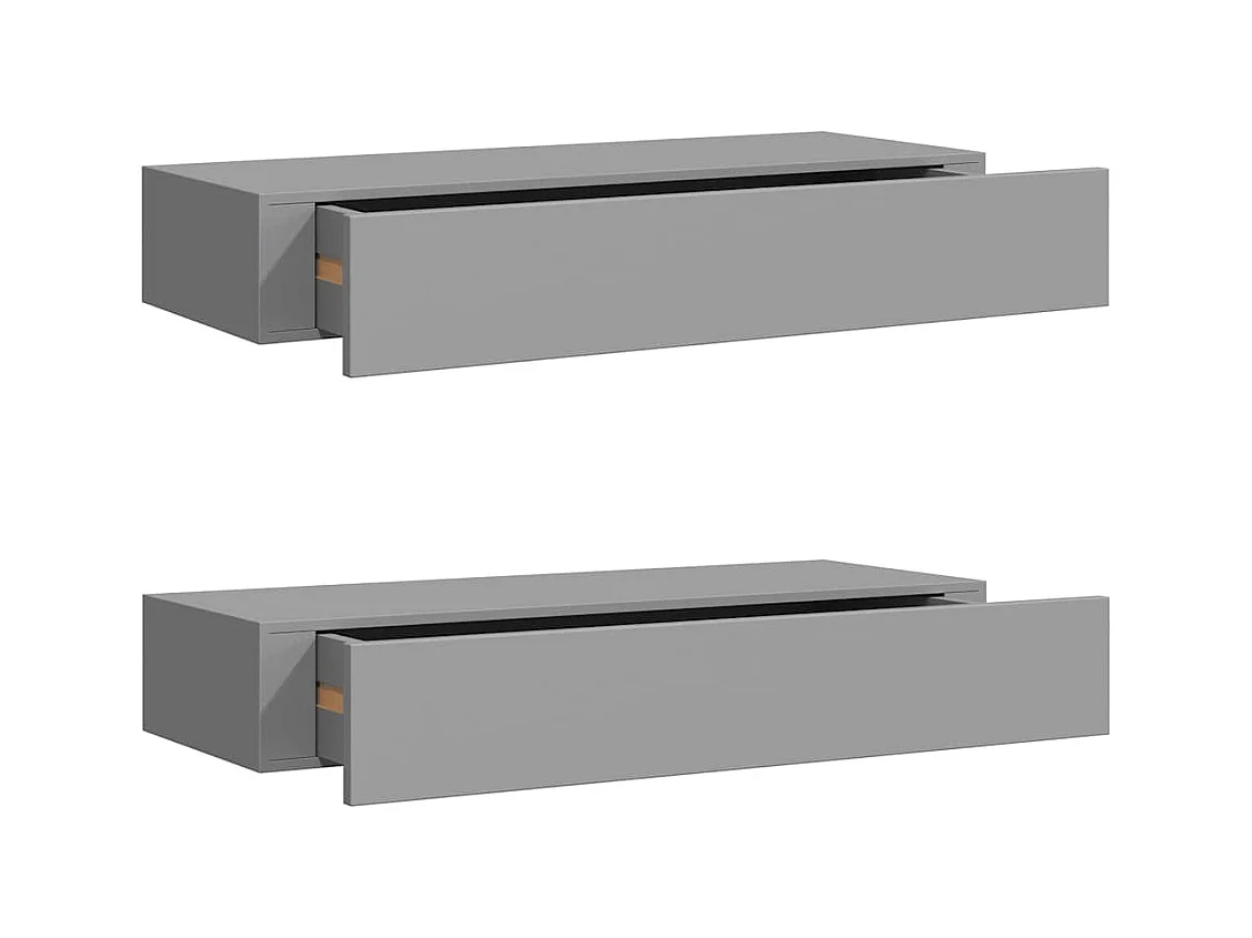 Estantes de pared para cajones 2 uds gris 60x23,5x10 cm MDF