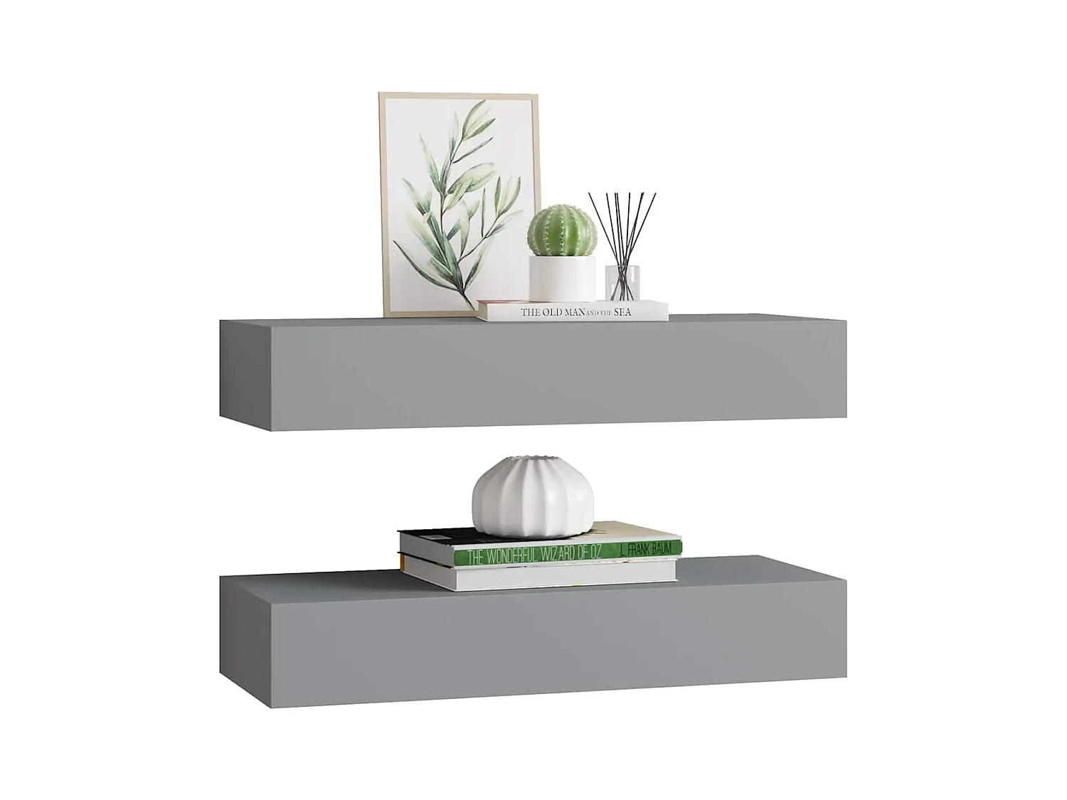 Estantes de pared para cajones 2 uds gris 60x23,5x10 cm MDF