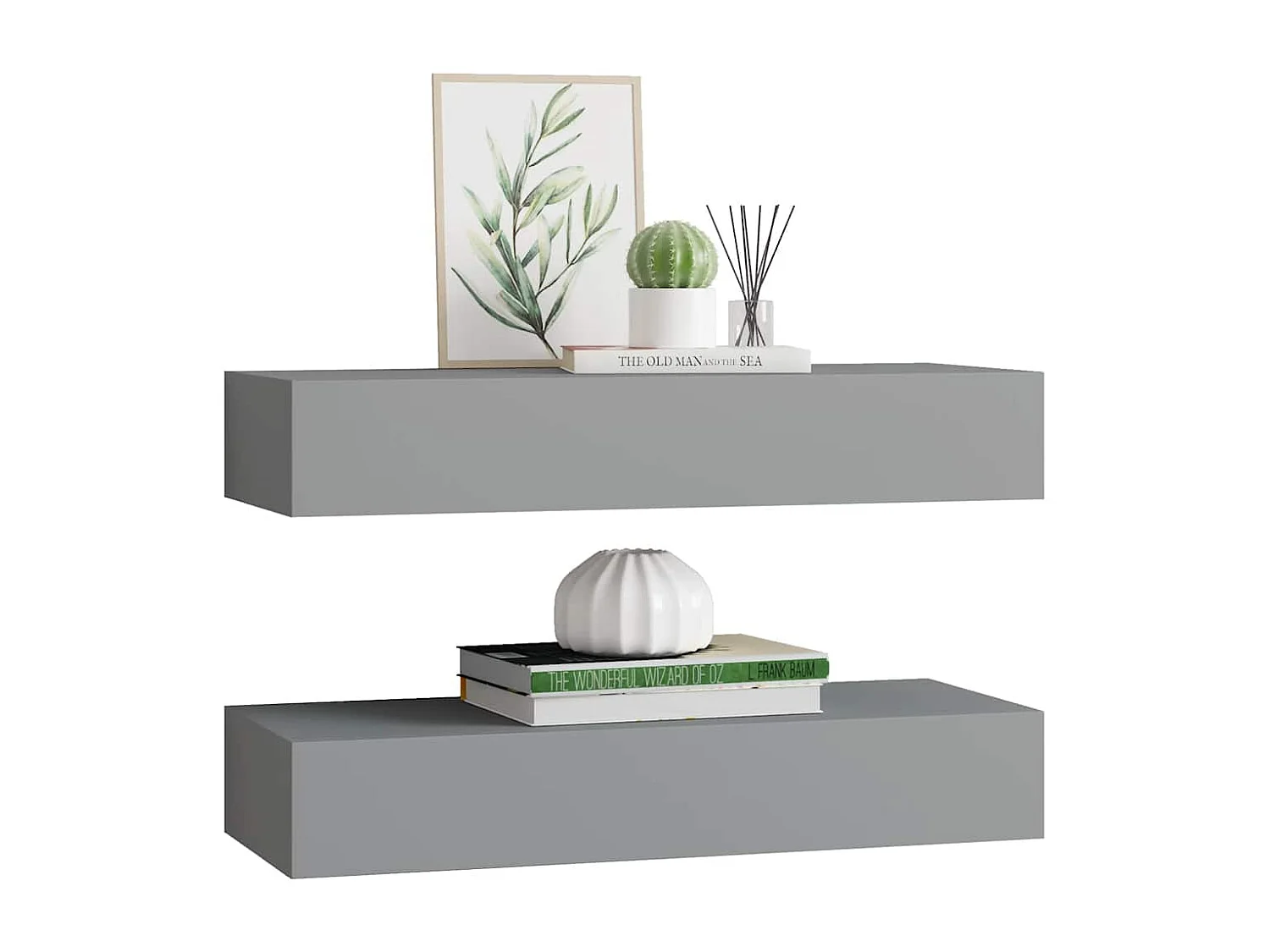 Étagères à tiroirs murales 2 pcs gris 60x23,5x10 cm MDF