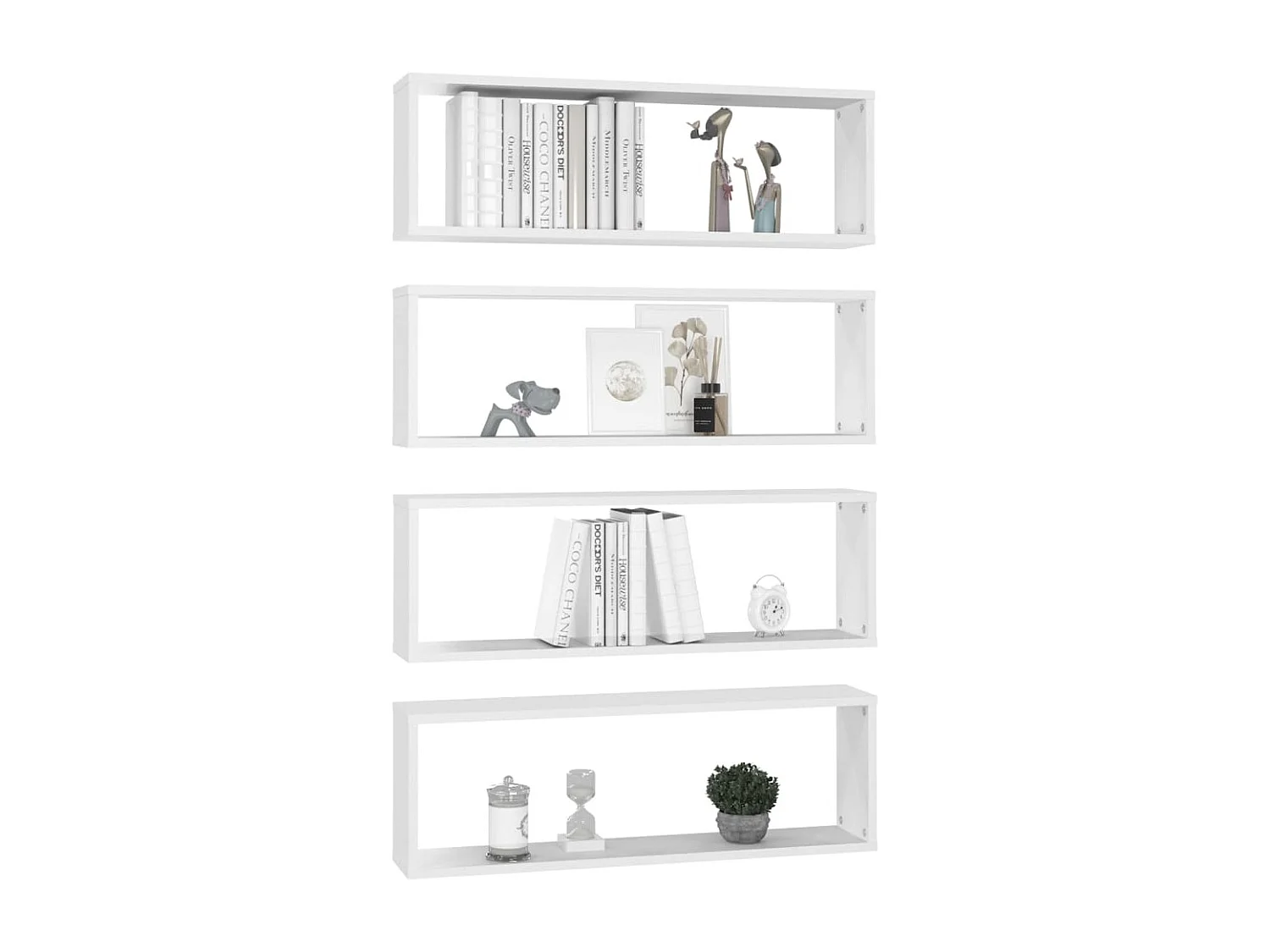 estantes cúbicos de pared blancos de 80 x 15 x 26,5 cm de madera de ingeniería