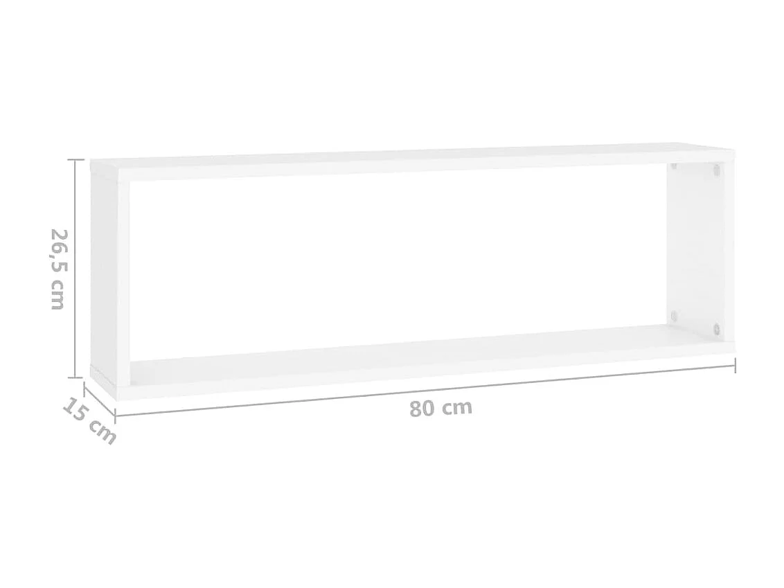 estantes cúbicos de pared blancos de 80 x 15 x 26,5 cm de madera de ingeniería