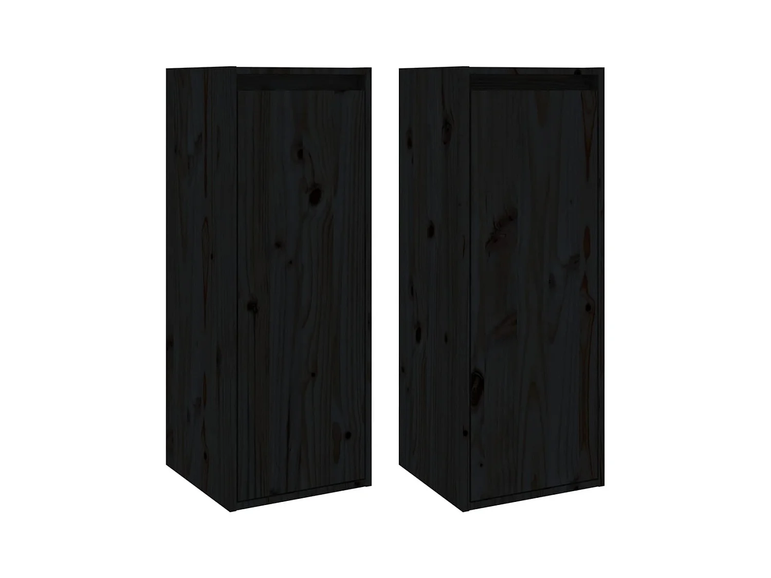 Pensili 2 pz Nero 30x30x80 cm Legno massello di pino