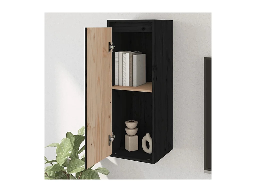 Pensili 2 pz Nero 30x30x80 cm Legno massello di pino