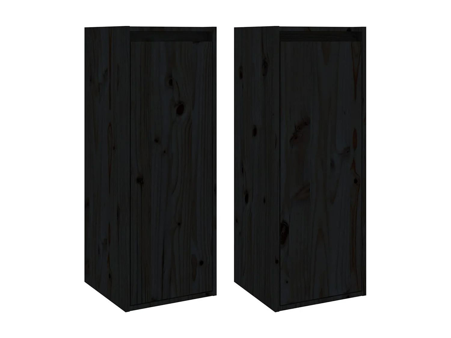 Armoires murales 2 pcs Noir 30x30x80 cm Bois de pin massif