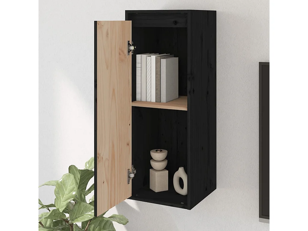 Armoires murales 2 pcs Noir 30x30x80 cm Bois de pin massif