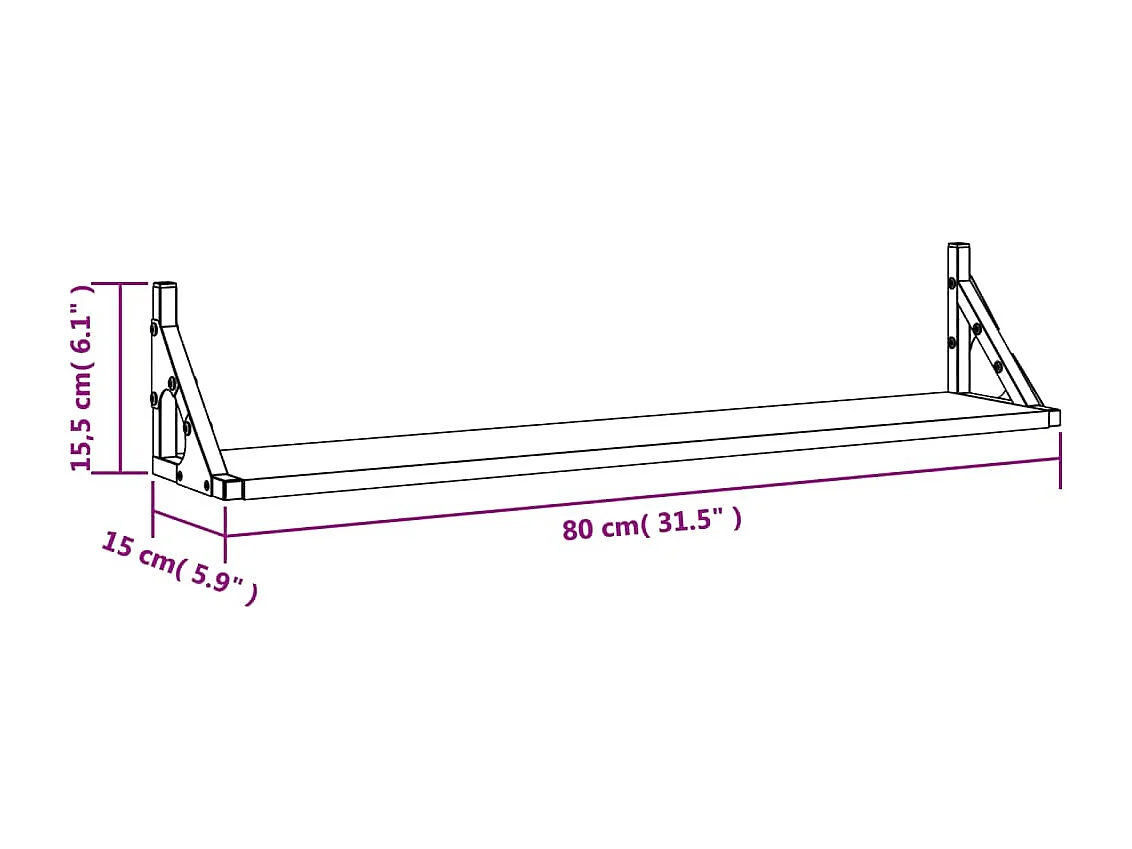 Estantes de pared 2 piezas roble ahumado 80x15x15,5cm madera de ingeniería