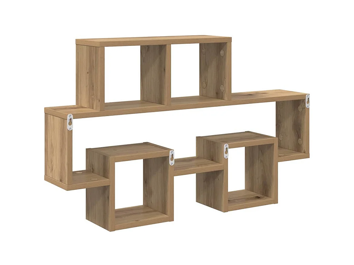 Wandplank met plank, handgemaakt eikenhout, 82 x 15 x 51 cm