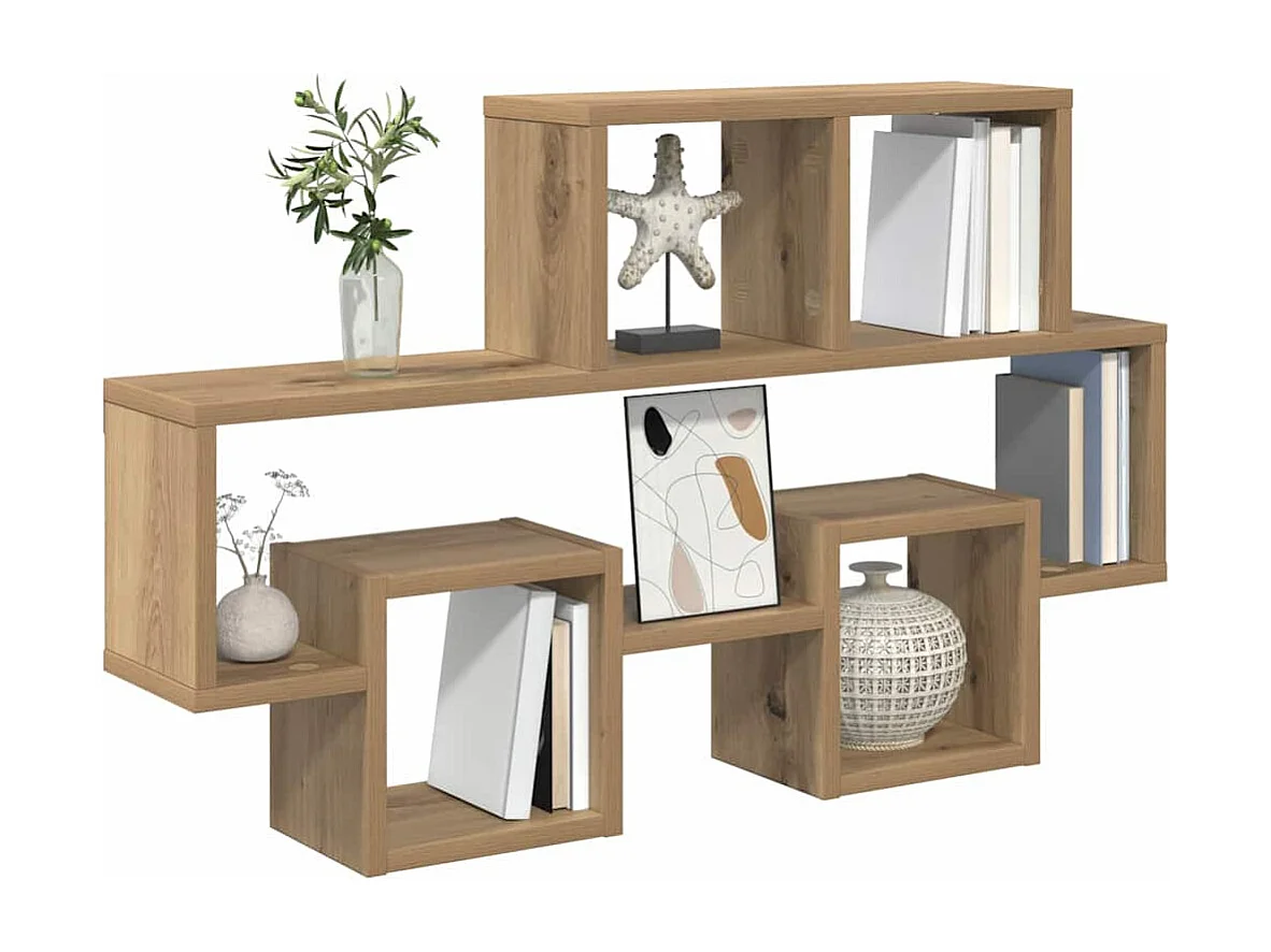 Mensola da parete con ripiano, rovere lavorato a mano, 82 x 15 x 51 cm