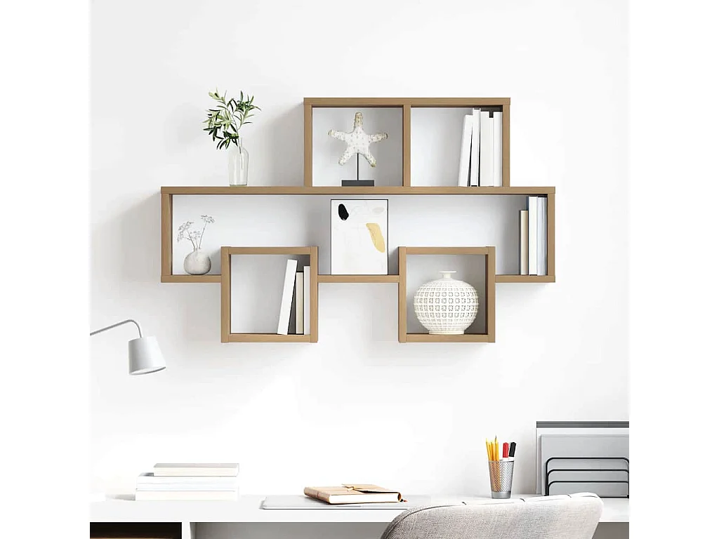 Mensola da parete con ripiano, rovere lavorato a mano, 82 x 15 x 51 cm