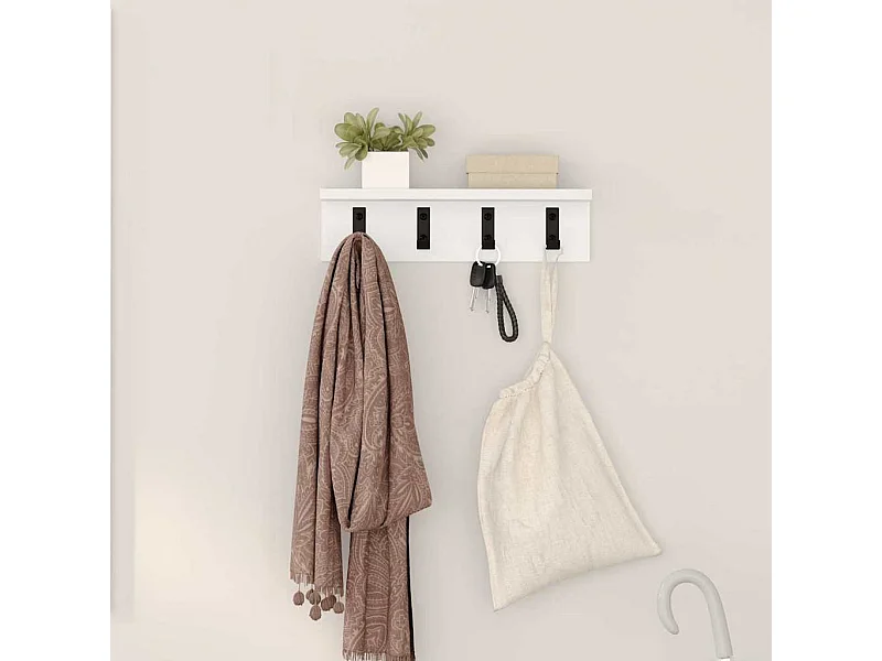 Perchero de pared Blanco 40 x 10,5 x 10,5 cm Madera de ingeniería