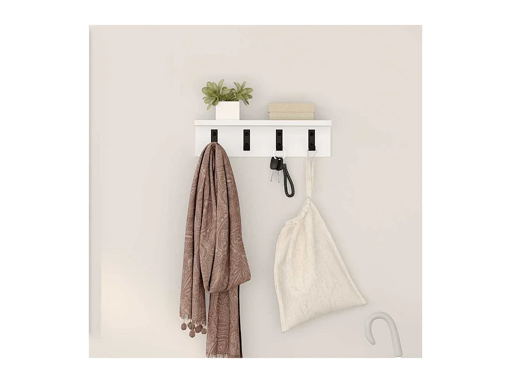 Perchero de pared Blanco 40 x 10,5 x 10,5 cm Madera de ingeniería
