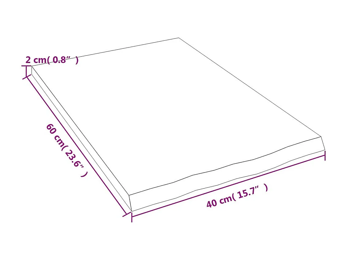 Wandplank 40x60x2 cm massief onbehandeld eikenhout