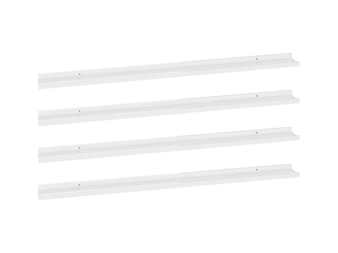 Mensole da parete 4 pz Bianco lucido 115x9x3 cm