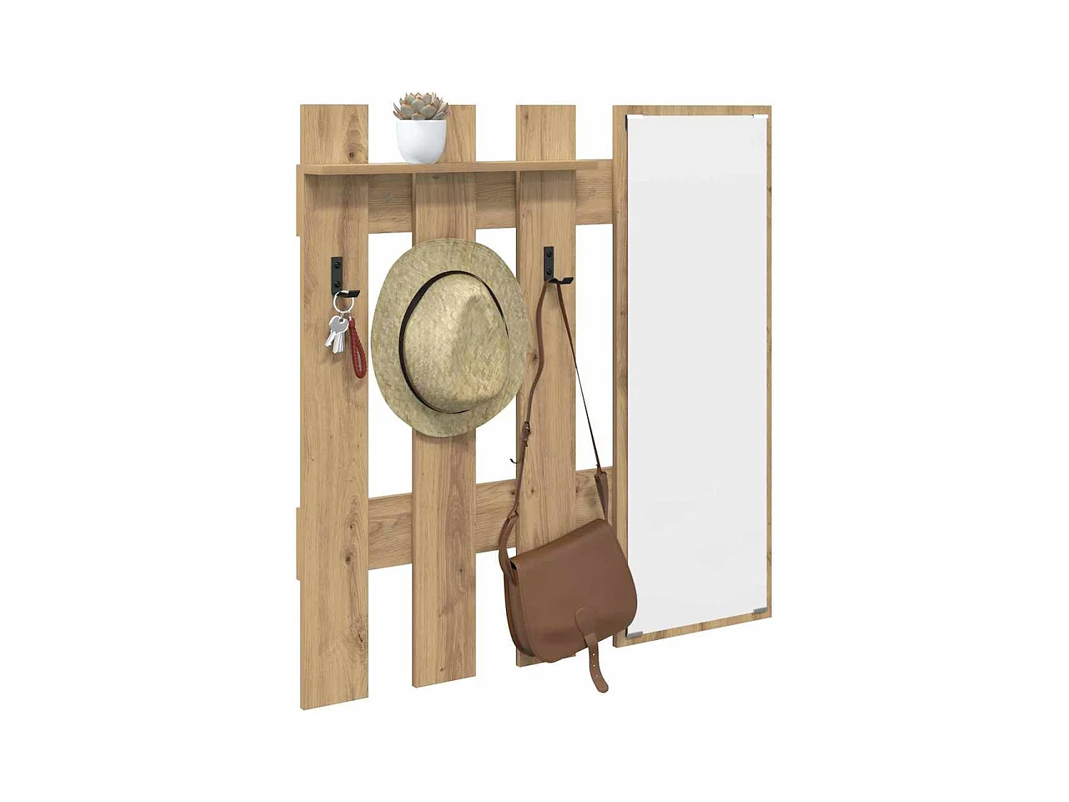 Appendiabiti da parete con specchio Artisan rovere 100 x 10 x 100 cm
