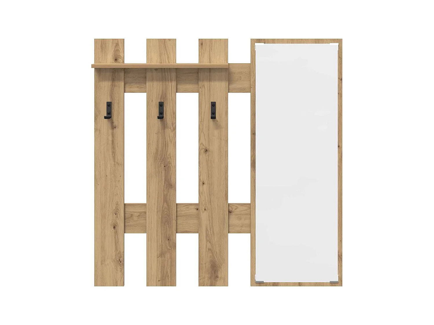 Appendiabiti da parete con specchio Artisan rovere 100 x 10 x 100 cm