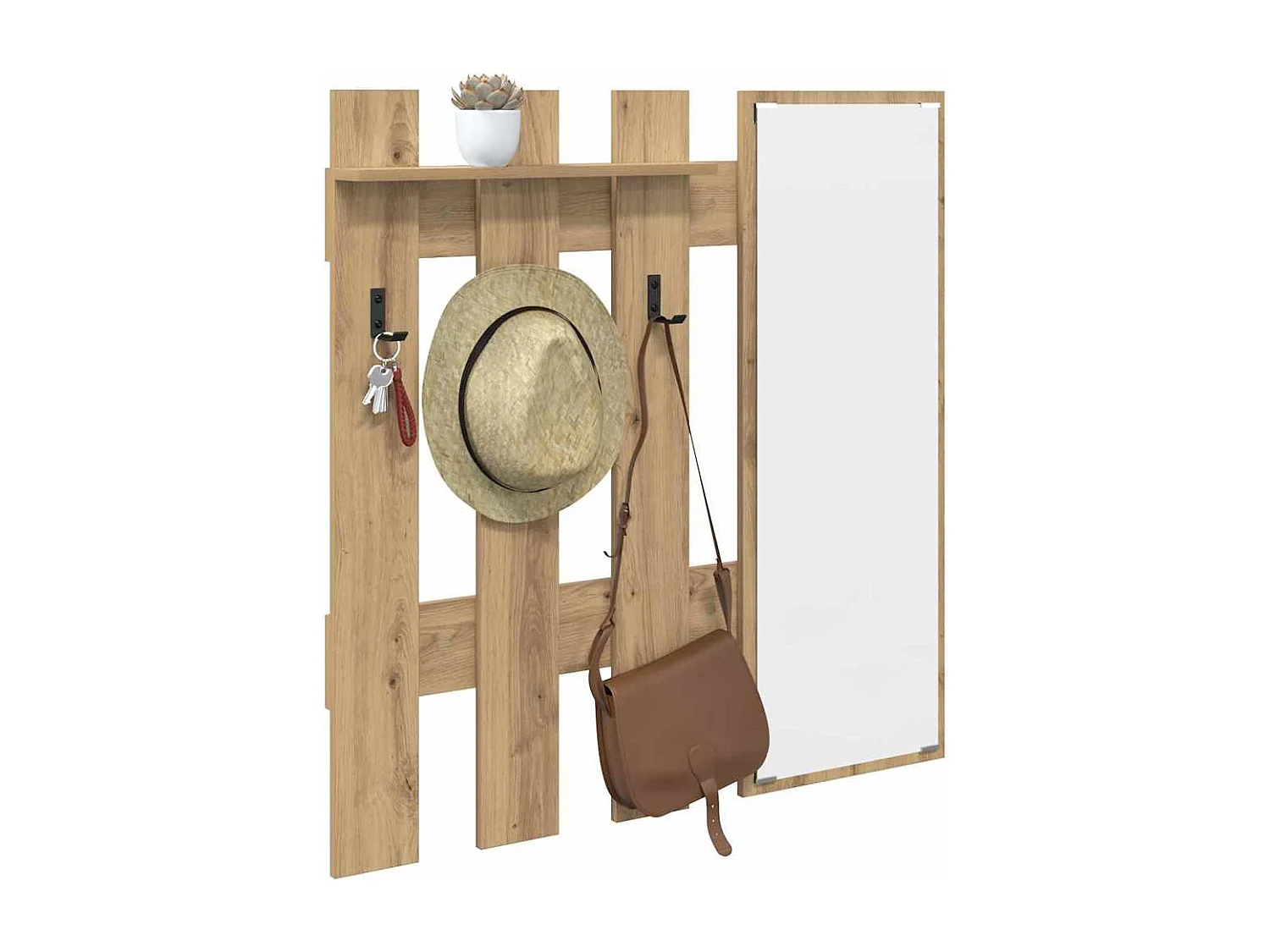 Wandkapstok met spiegel Artisan eiken 100 x 10 x 100 cm