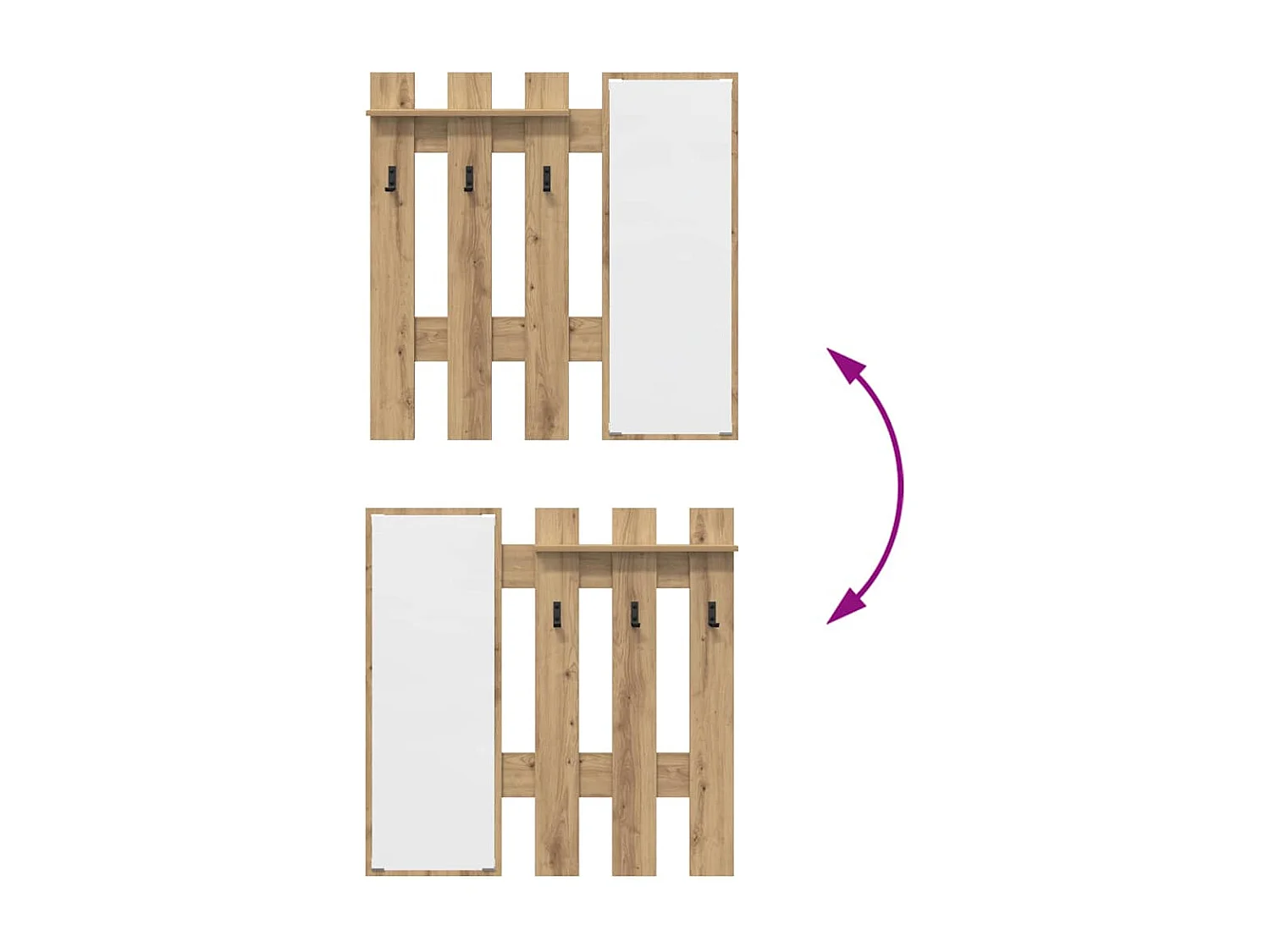 Wandkapstok met spiegel Artisan eiken 100 x 10 x 100 cm