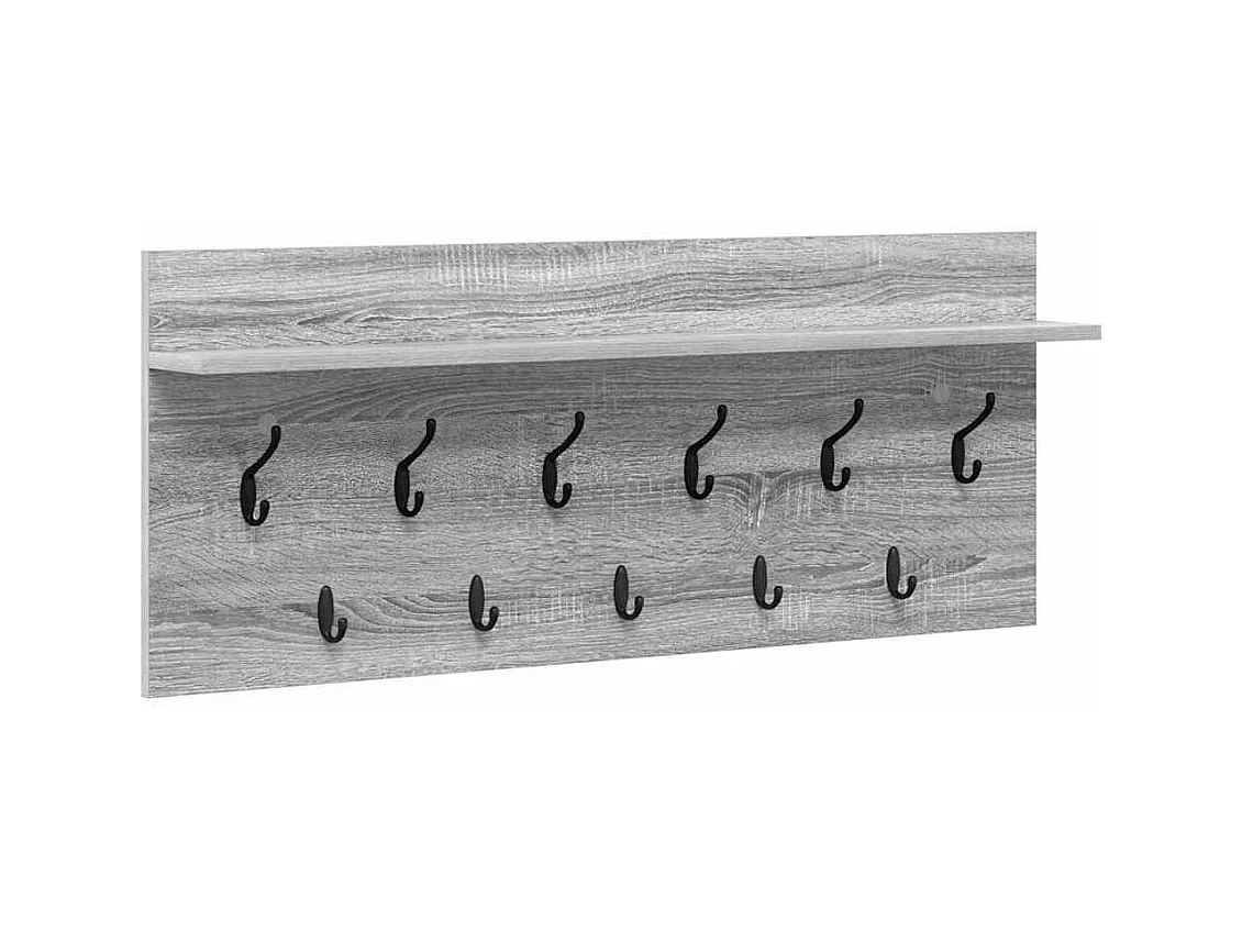 Appendiabiti da parete grigio Sonoma con ripiano in legno ingegnerizzato
