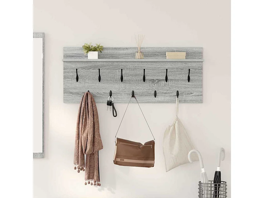 Porte-manteau mural avec étagère Sonoma gris Bois d'ingénierie