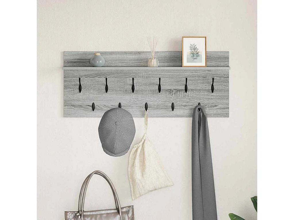 Porte-manteau mural avec étagère Sonoma gris Bois d'ingénierie