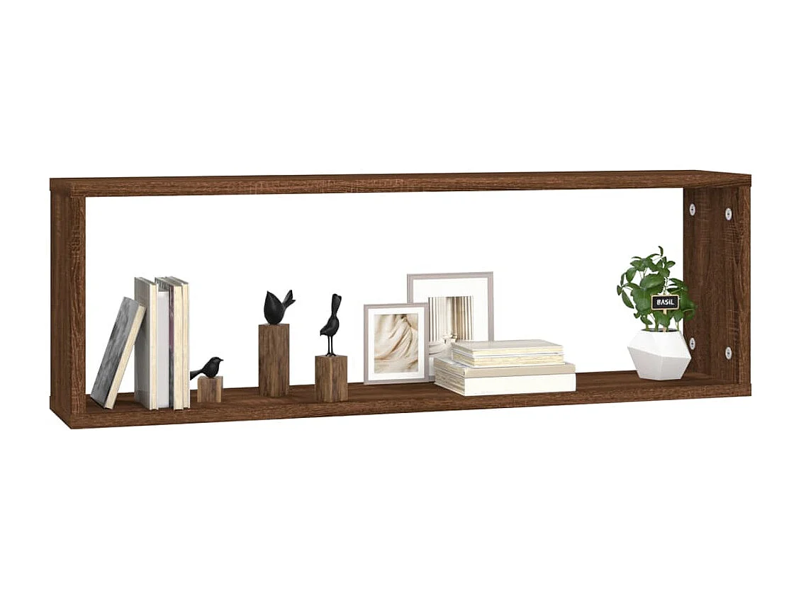 Mensole da parete a cubo 4 pezzi Rovere marrone 80x15x26,5 cm