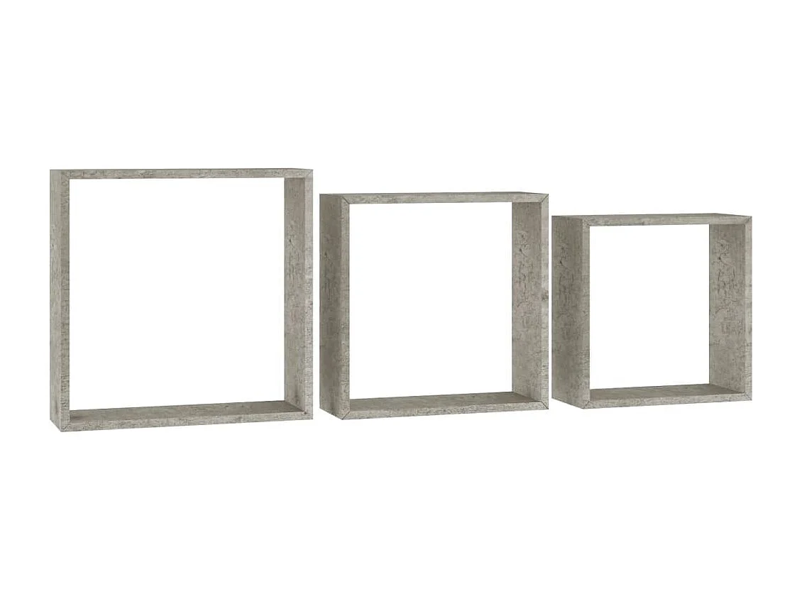 Mensole da parete a cubo da 3 pezzi, grigio cemento