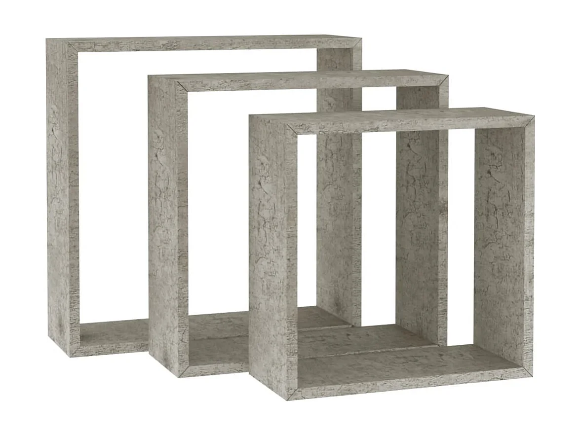 Estantes de pared cúbicos de 3 piezas, gris hormigón