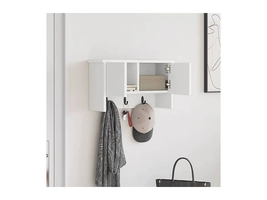 Perchero de pared Blanco 50 x 20 x 30 cm Madera de ingeniería