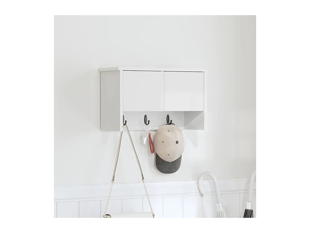 Porte-manteau mural Blanc 50 x 20 x 30 cm Bois d'ingénierie