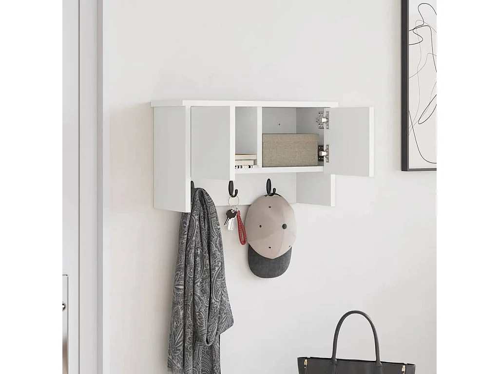 Porte-manteau mural Blanc 50 x 20 x 30 cm Bois d'ingénierie