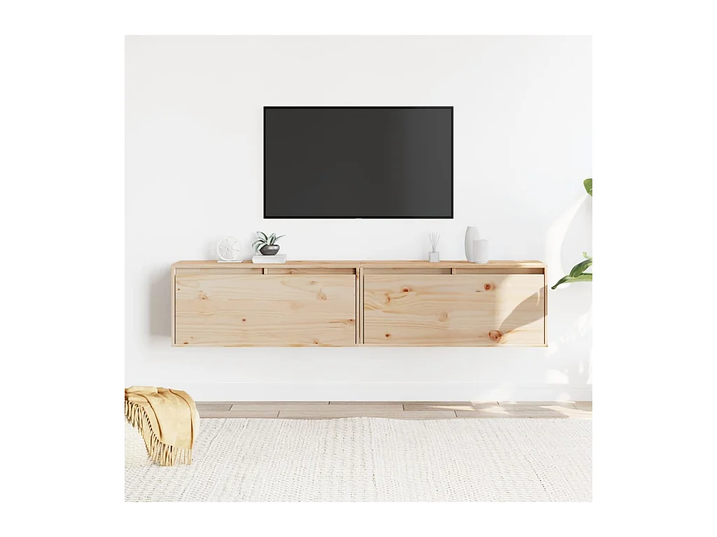 Armarios de pared 2 uds 80x30x35 cm Madera maciza de pino
